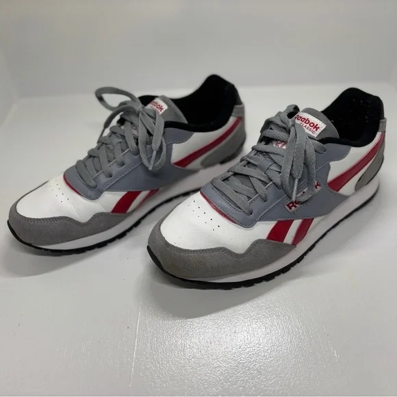 Reebok Classic Leather Gray Red Sneakers Men’s 9 - Picture 1 of 11